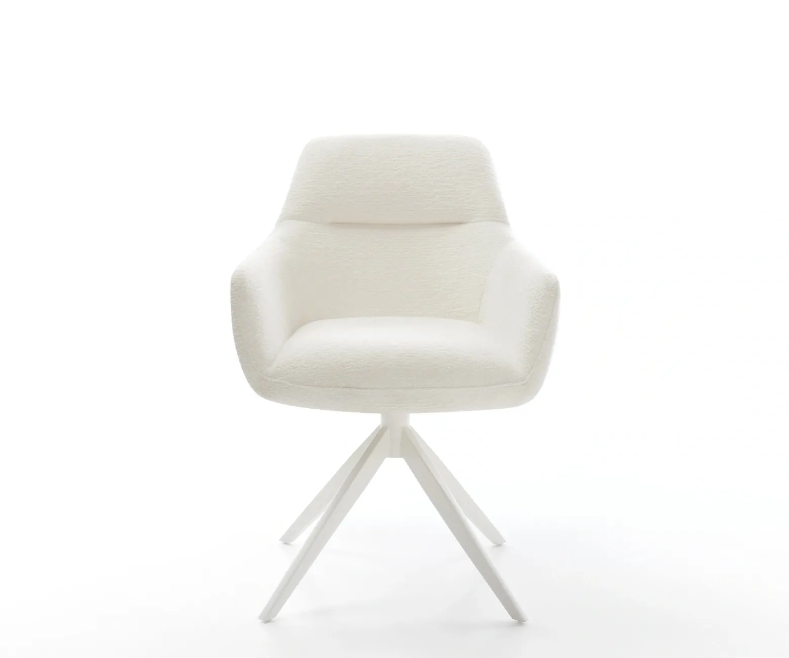 DrehstuhlPejo-Flex Bouclé Soft Beige Kreuzgestell breit Weiß 360° drehbar Wippfunktion Taschenfederkern Sofort versandfertig