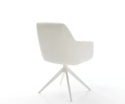 DrehstuhlPejo-Flex Bouclé Soft Beige Kreuzgestell breit Weiß 360° drehbar Wippfunktion Taschenfederkern Sofort versandfertig