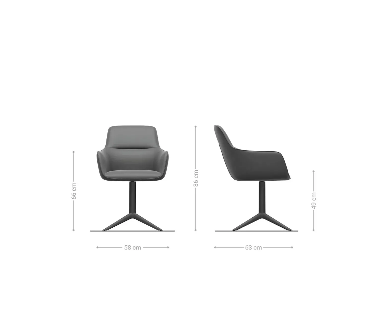 DrehstuhlPejo-Flex Bouclé Soft Schlamm Fußkreuz Graphit 360° drehbar Wippfunktion Taschenfederkern Sofort versandfertig