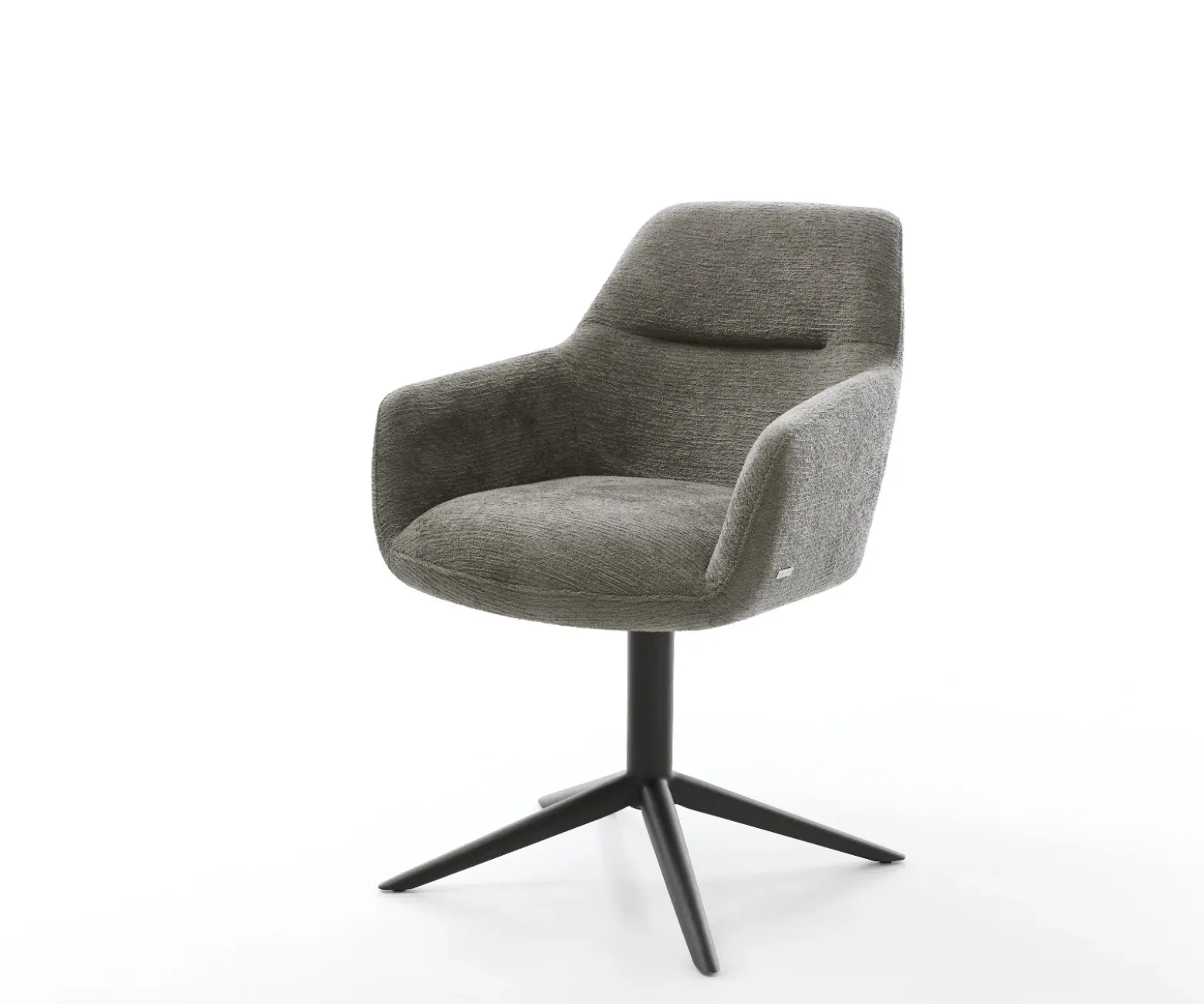 DrehstuhlPejo-Flex Bouclé Soft Schlamm Fußkreuz Schwarz 360° drehbar Wippfunktion Taschenfederkern Sofort versandfertig