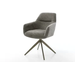 DrehstuhlPejo-Flex Bouclé Soft Schlamm Kreuzgestell breit Effektfinish Titan 360° drehbar Wippfunktion Taschenfederkern Sofort versandfertig
