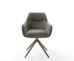 DrehstuhlPejo-Flex Bouclé Soft Schlamm Kreuzgestell breit Effektfinish Titan 360° drehbar Wippfunktion Taschenfederkern Sofort versandfertig
