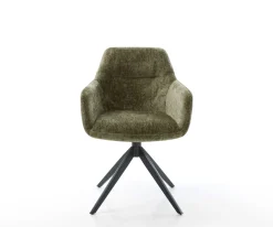 DrehstuhlPejo-Flex Chenille Olive Kreuzgestell breit Schwarz 360° drehbar Wippfunktion Taschenfederkern Sofort versandfertig