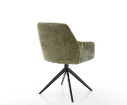DrehstuhlPejo-Flex Chenille Olive Kreuzgestell breit Schwarz 360° drehbar Wippfunktion Taschenfederkern Sofort versandfertig