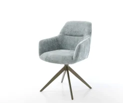DrehstuhlPejo-Flex Chenille Pastellblau Kreuzgestell breit Effektfinish Titan 360° drehbar Wippfunktion Taschenfederkern Sofort versandfertig
