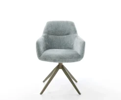 DrehstuhlPejo-Flex Chenille Pastellblau Kreuzgestell breit Effektfinish Titan 360° drehbar Taschenfederkern Sofort versandfertig