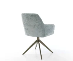 DrehstuhlPejo-Flex Chenille Pastellblau Kreuzgestell breit Effektfinish Titan 360° drehbar Taschenfederkern Sofort versandfertig