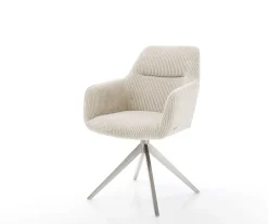 DrehstuhlPejo-Flex Cord Beige Kreuzgestell breit Edelstahl 360° drehbar Wippfunktion Taschenfederkern Sofort versandfertig
