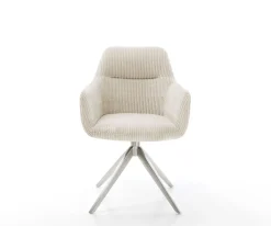 DrehstuhlPejo-Flex Cord Beige Kreuzgestell breit Edelstahl 360° drehbar Wippfunktion Taschenfederkern Sofort versandfertig