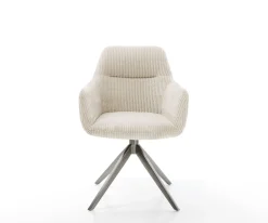 DrehstuhlPejo-Flex Cord Beige Kreuzgestell breit Graphit 360° drehbar Wippfunktion Taschenfederkern Sofort versandfertig