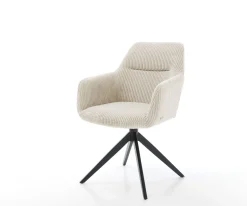 DrehstuhlPejo-Flex Cord Beige Kreuzgestell breit Schwarz 360° drehbar Wippfunktion Taschenfederkern Sofort versandfertig