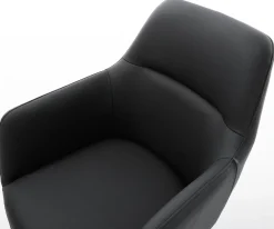 DrehstuhlPejo-Flex Echt-Leder Schwarz Kreuzgestell breit Edelstahl 360° drehbar Wippfunktion Taschenfederkern Sofort versandfertig