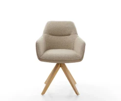 DrehstuhlPejo-Flex Materialmix Schlamm Holzgestell kantig Weiß 360° drehbar Taschenfederkern Versandfertig ca. 28.10.26