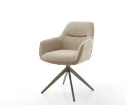 DrehstuhlPejo-Flex Materialmix Schlamm Kreuzgestell breit Effektfinish Titan 360° drehbar Taschenfederkern Sofort versandfertig