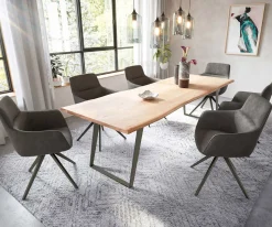 DrehstuhlPejo-Flex Mikrofaser Anthrazit Vintage Kreuzgestell breit Effektfinish Titan 360° drehbar Taschenfederkern Sofort versandfertig