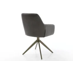 DrehstuhlPejo-Flex Mikrofaser Anthrazit Vintage Kreuzgestell breit Effektfinish Titan 360° drehbar Taschenfederkern Sofort versandfertig
