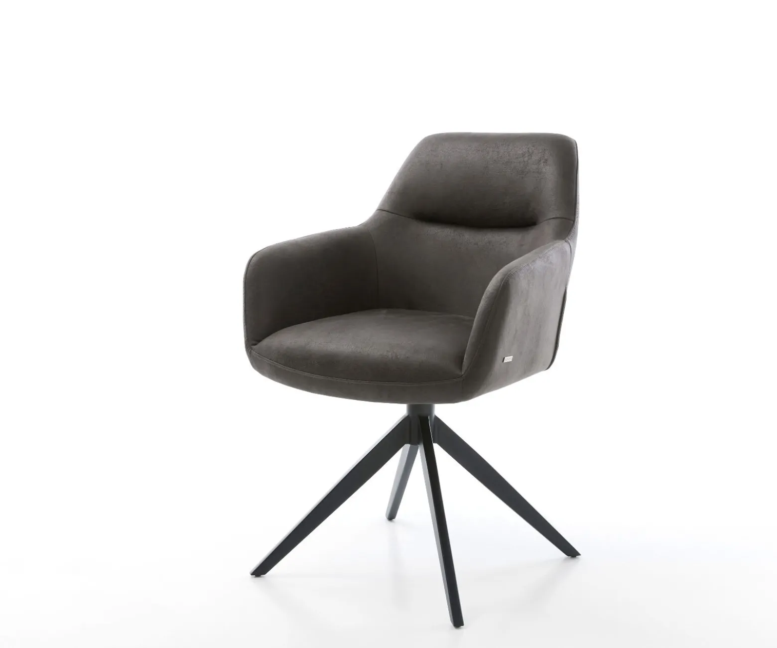 DrehstuhlPejo-Flex Mikrofaser Anthrazit Vintage Kreuzgestell breit Schwarz 360° drehbar Wippfunktion Taschenfederkern Sofort versandfertig