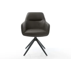 DrehstuhlPejo-Flex Mikrofaser Anthrazit Vintage Kreuzgestell breit Schwarz 360° drehbar Wippfunktion Taschenfederkern Sofort versandfertig