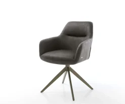 DrehstuhlPejo-Flex Mikrofaser Anthrazit Vintage Kreuzgestell breit Effektfinish Titan 360° drehbar Wippfunktion Taschenfederkern Sofort versandfertig