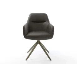 DrehstuhlPejo-Flex Mikrofaser Anthrazit Vintage Kreuzgestell breit Effektfinish Titan 360° drehbar Wippfunktion Taschenfederkern Sofort versandfertig