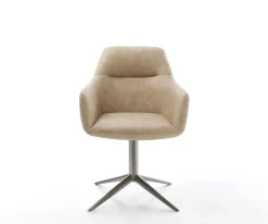 DrehstuhlPejo-Flex Mikrofaser Beige Vintage Fußkreuz Graphit 360° drehbar Wippfunktion Taschenfederkern Sofort versandfertig