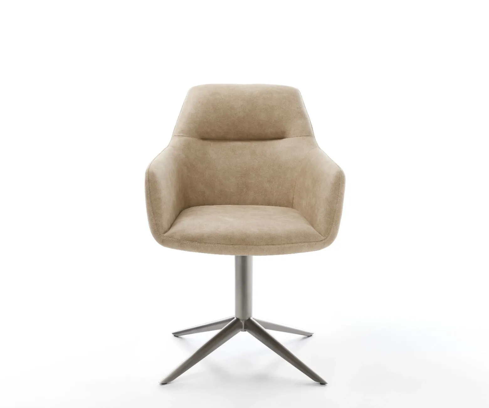 DrehstuhlPejo-Flex Mikrofaser Beige Vintage Fußkreuz Graphit 360° drehbar Wippfunktion Taschenfederkern Sofort versandfertig