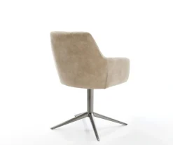 DrehstuhlPejo-Flex Mikrofaser Beige Vintage Fußkreuz Graphit 360° drehbar Wippfunktion Taschenfederkern Sofort versandfertig