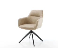 DrehstuhlPejo-Flex Mikrofaser Beige Vintage Kreuzgestell breit Schwarz 360° drehbar Wippfunktion Taschenfederkern Sofort versandfertig