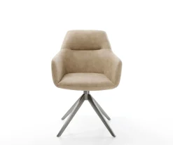 DrehstuhlPejo-Flex Mikrofaser Beige Vintage Kreuzgestell breit Graphit 360° drehbar Wippfunktion Taschenfederkern Sofort versandfertig