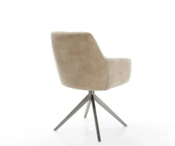 DrehstuhlPejo-Flex Mikrofaser Beige Vintage Kreuzgestell breit Graphit 360° drehbar Wippfunktion Taschenfederkern Sofort versandfertig