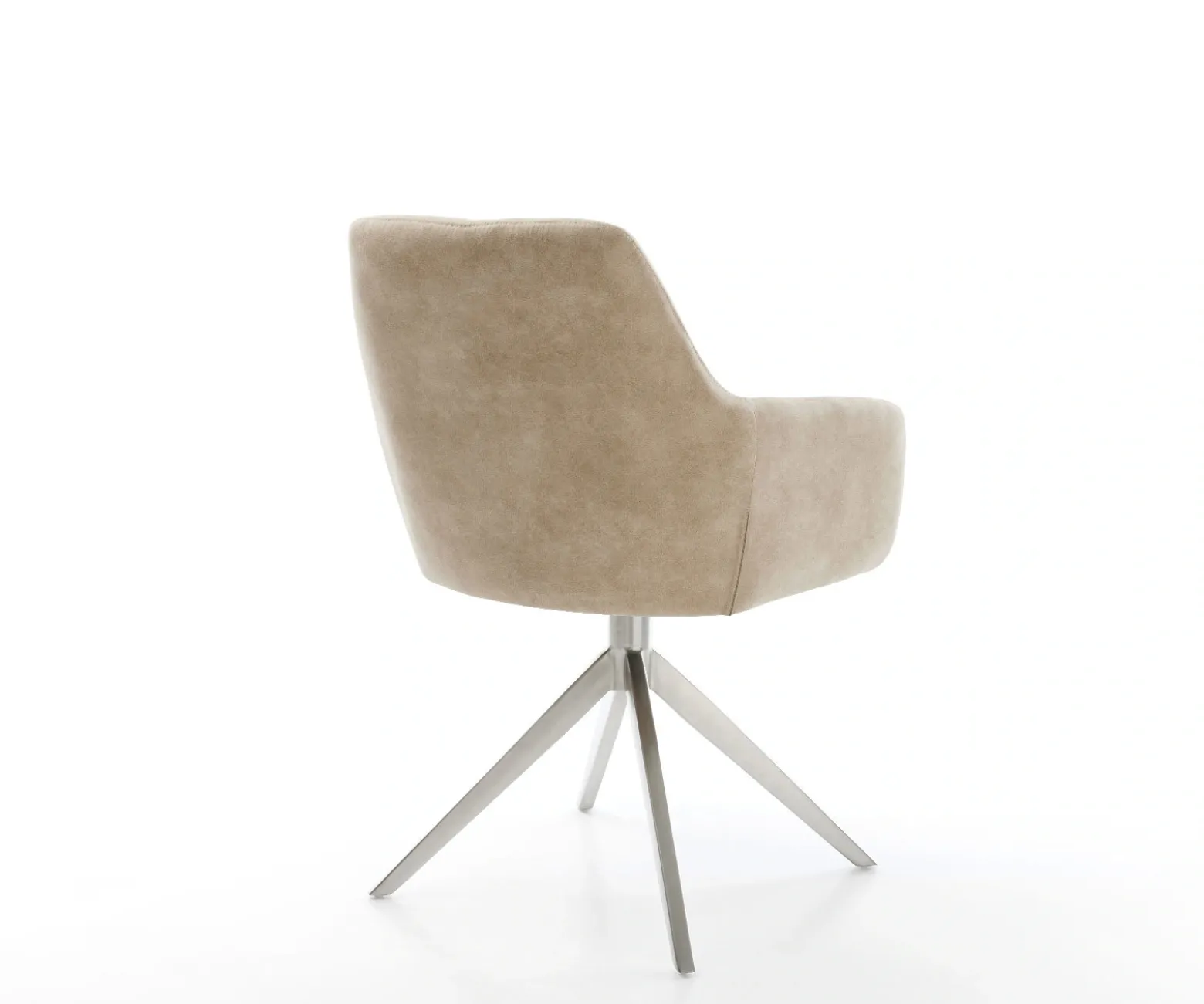 DrehstuhlPejo-Flex Mikrofaser Beige Vintage Kreuzgestell breit Edelstahl 360° drehbar Wippfunktion Taschenfederkern Sofort versandfertig