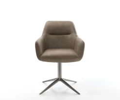DrehstuhlPejo-Flex Mikrofaser Taupe Vintage Fußkreuz Graphit 360° drehbar Wippfunktion Taschenfederkern Sofort versandfertig