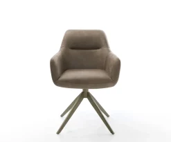 DrehstuhlPejo-Flex Mikrofaser Taupe Vintage Kreuzgestell breit Effektfinish Titan 360° drehbar Wippfunktion Taschenfederkern Sofort versandfertig