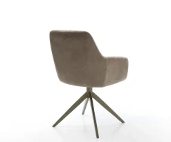 DrehstuhlPejo-Flex Mikrofaser Taupe Vintage Kreuzgestell breit Effektfinish Titan 360° drehbar Wippfunktion Taschenfederkern Sofort versandfertig