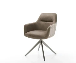 DrehstuhlPejo-Flex Mikrofaser Taupe Vintage Kreuzgestell breit Graphit 360° drehbar Wippfunktion Taschenfederkern Sofort versandfertig