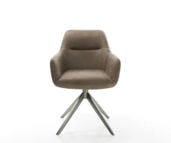 DrehstuhlPejo-Flex Mikrofaser Taupe Vintage Kreuzgestell breit Graphit 360° drehbar Wippfunktion Taschenfederkern Sofort versandfertig