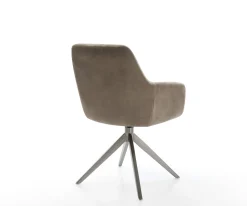 DrehstuhlPejo-Flex Mikrofaser Taupe Vintage Kreuzgestell breit Graphit 360° drehbar Wippfunktion Taschenfederkern Sofort versandfertig