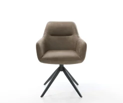 DrehstuhlPejo-Flex Mikrofaser Taupe Vintage Kreuzgestell breit Schwarz 360° drehbar Wippfunktion Taschenfederkern Sofort versandfertig