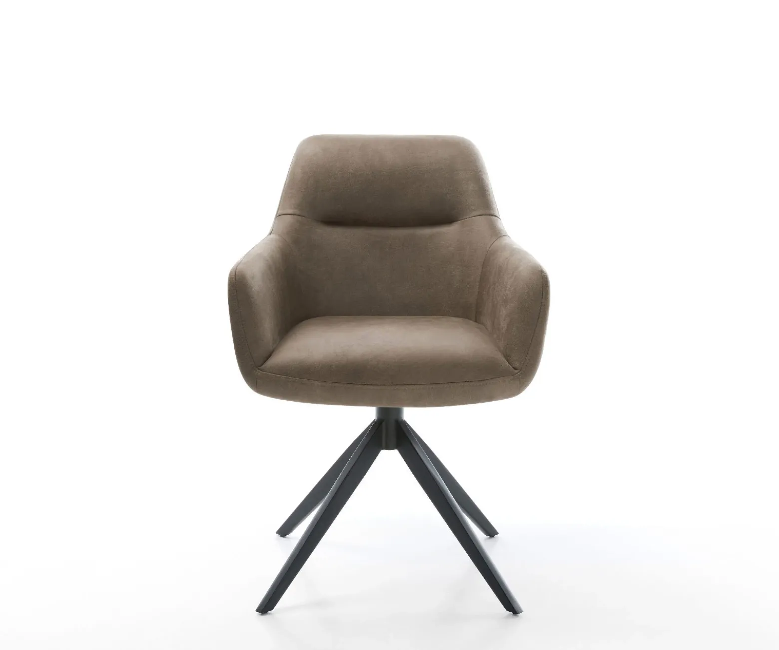 DrehstuhlPejo-Flex Mikrofaser Taupe Vintage Kreuzgestell breit Schwarz 360° drehbar Wippfunktion Taschenfederkern Sofort versandfertig