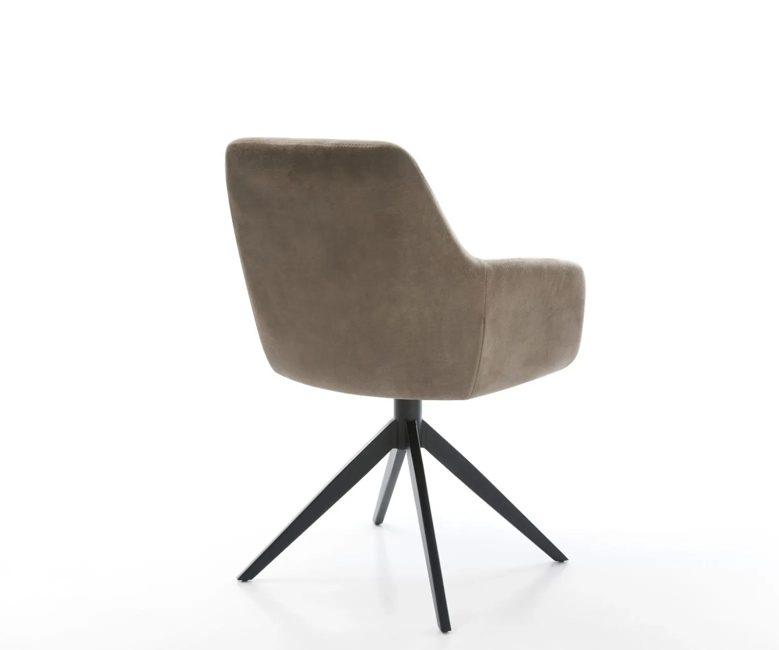 DrehstuhlPejo-Flex Mikrofaser Taupe Vintage Kreuzgestell breit Schwarz 360° drehbar Wippfunktion Taschenfederkern Sofort versandfertig