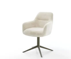 DrehstuhlPejo-Flex Plüsch Creme-Weiß Fußkreuz Effektfinish Titan 360° drehbar Wippfunktion Taschenfederkern Sofort versandfertig