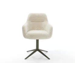 DrehstuhlPejo-Flex Plüsch Creme-Weiß Fußkreuz Effektfinish Titan 360° drehbar Wippfunktion Taschenfederkern Sofort versandfertig