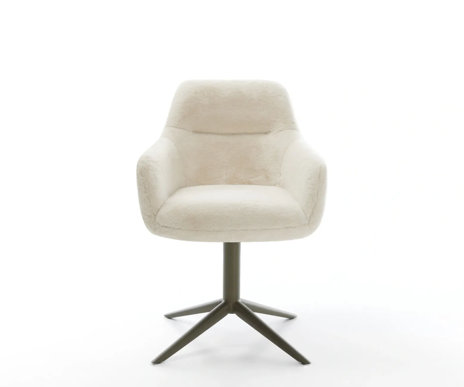 DrehstuhlPejo-Flex Plüsch Creme-Weiß Fußkreuz Effektfinish Titan 360° drehbar Wippfunktion Taschenfederkern Sofort versandfertig