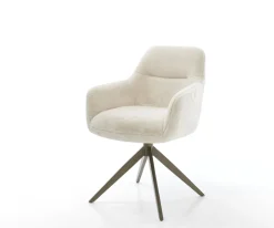DrehstuhlPejo-Flex Plüsch Creme-Weiß Kreuzgestell breit Effektfinish Titan 360° drehbar Wippfunktion Taschenfederkern Sofort versandfertig
