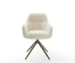 DrehstuhlPejo-Flex Plüsch Creme-Weiß Kreuzgestell breit Effektfinish Titan 360° drehbar Wippfunktion Taschenfederkern Sofort versandfertig