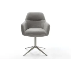 DrehstuhlPejo-Flex Strukturstoff Soft Grau Fußkreuz Edelstahl 360° drehbar Wippfunktion Taschenfederkern Sofort versandfertig