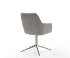 DrehstuhlPejo-Flex Strukturstoff Soft Grau Fußkreuz Edelstahl 360° drehbar Wippfunktion Taschenfederkern Sofort versandfertig