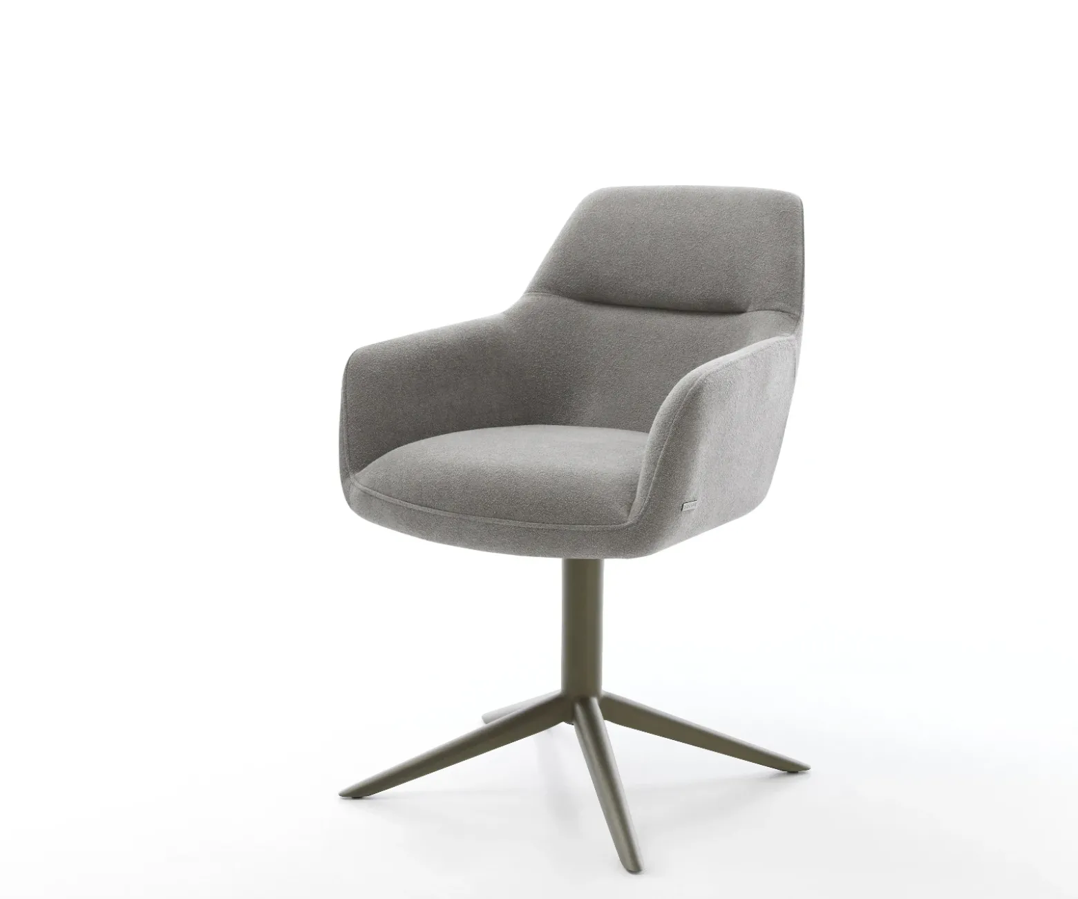 DrehstuhlPejo-Flex Strukturstoff Soft Grau Fußkreuz Effektfinish Titan 360° drehbar Wippfunktion Taschenfederkern Sofort versandfertig