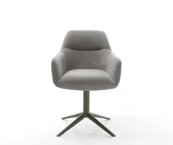 DrehstuhlPejo-Flex Strukturstoff Soft Grau Fußkreuz Effektfinish Titan 360° drehbar Wippfunktion Taschenfederkern Sofort versandfertig