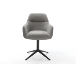 DrehstuhlPejo-Flex Strukturstoff Soft Grau Fußkreuz Schwarz 360° drehbar Wippfunktion Taschenfederkern Sofort versandfertig
